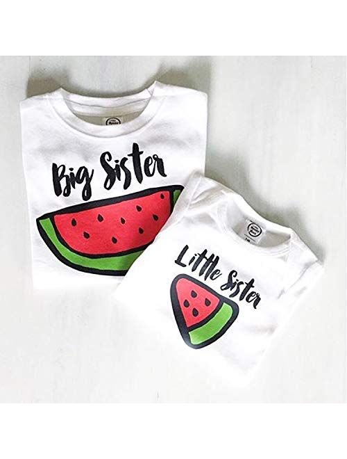 The Spunky Stork Watermelon Big Sister Little Brother Matching Siblings T Shirt