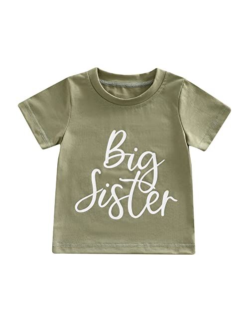Cevoerf Big Sister Little Sister Matching Outfits Shirts and Onesies Sibling Girl and Baby Matching Outfit Clothes Set