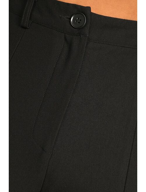 Lulus Make Some Plans Black High-Waisted Slit Trouser Pants