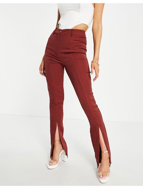 Club L London front slit pants in brown - part of a set
