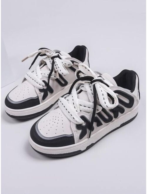 Shein Letter Graphic Lace-Up Front Skate Shoes