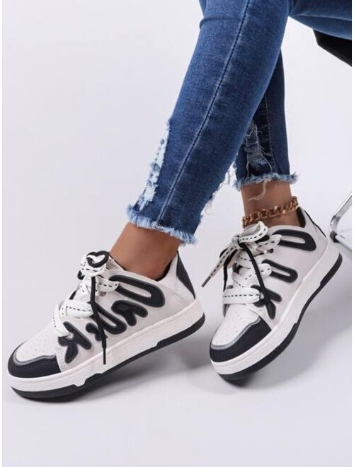 Shein Letter Graphic Lace-Up Front Skate Shoes