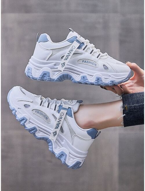 Shein Letter Detail Lace-up Front Chunky Sneakers