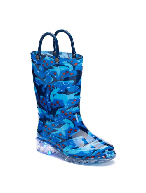 Western Chief Shark Chase Toddler Boys' Light-Up Waterproof Rain Boots