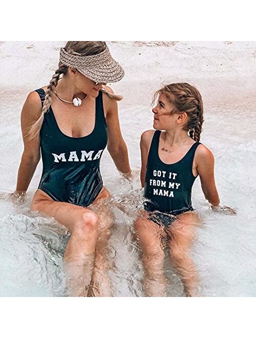 IFFEI Mommy and Me Matching Swimwear One Piece Mother Daughter Monokini Bathing Beach Wear