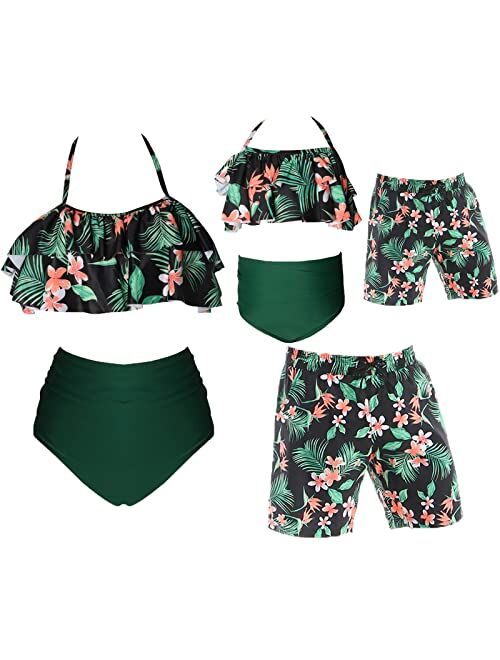 Ciycuit Family Matching Swimsuits Leaves Print Bathing Suit Swimwear Set