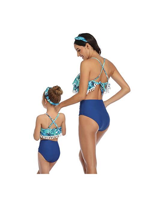 PURFEEL Family Matching Swimsuit Womens Bathingsuit Girls Swimwear Mom and Me Matching Swimwear