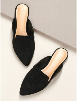 Faux Leather Notched Slip-On Mules