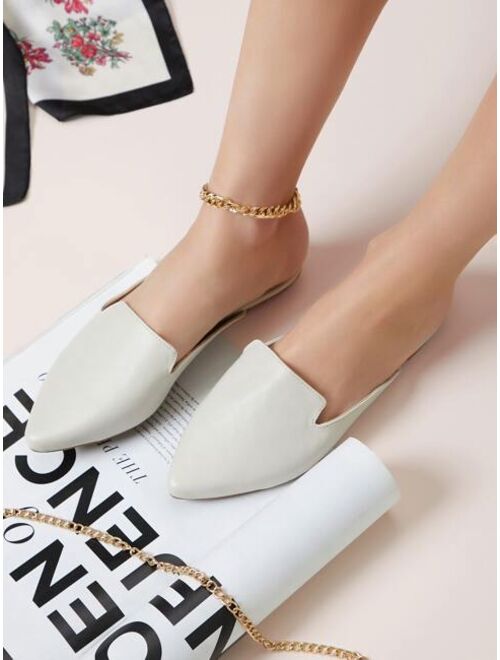 Shein Faux Leather Notched Slip-On Mules