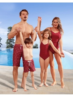 Duolz Mommy and Me Swimsuit,One Piece Family Matching Swimwear Womens Bikini V Neck Monokini Bathing Suit Summer Beach Wear