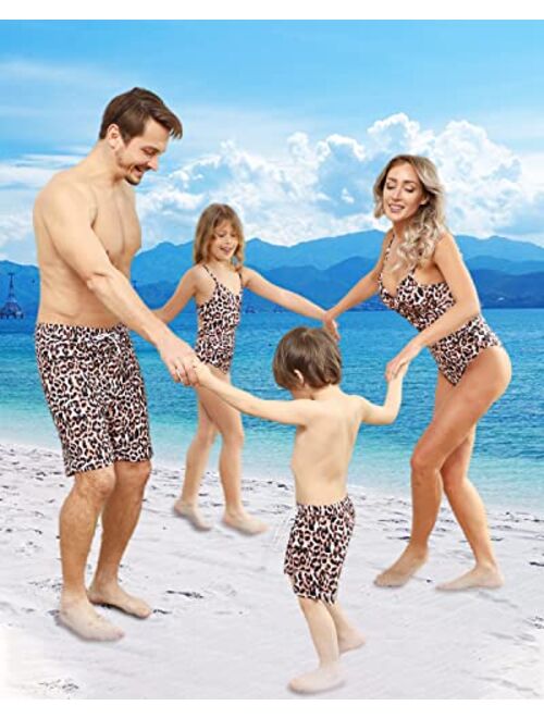 Duolz Mommy and Me Swimsuit,One Piece Family Matching Swimwear Womens Bikini V Neck Monokini Bathing Suit Summer Beach Wear