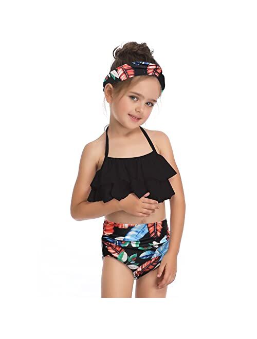 Ciycuit Family Swimsuits Matching Set Palm Leaves Print Bathing Suit Swimwear