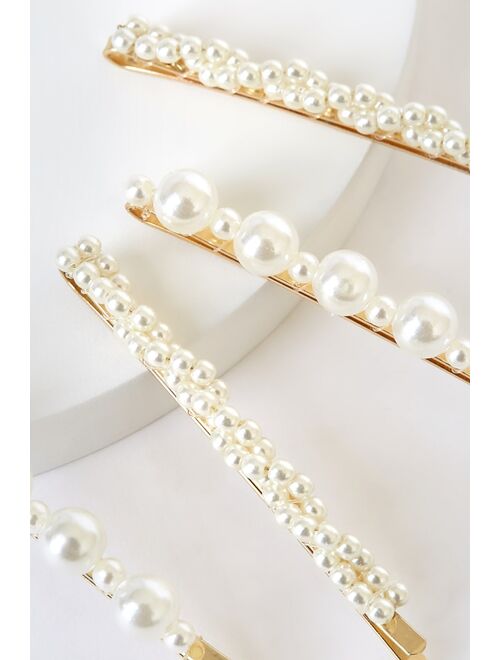Lulus Exquisite Taste Gold and Pearl Hair Pin Set