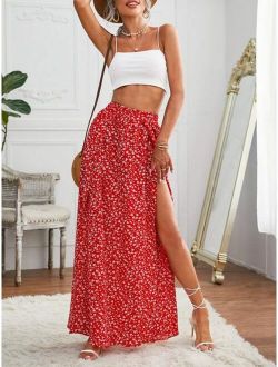 Cami Top Ditsy Floral Split Thigh Skirt Set