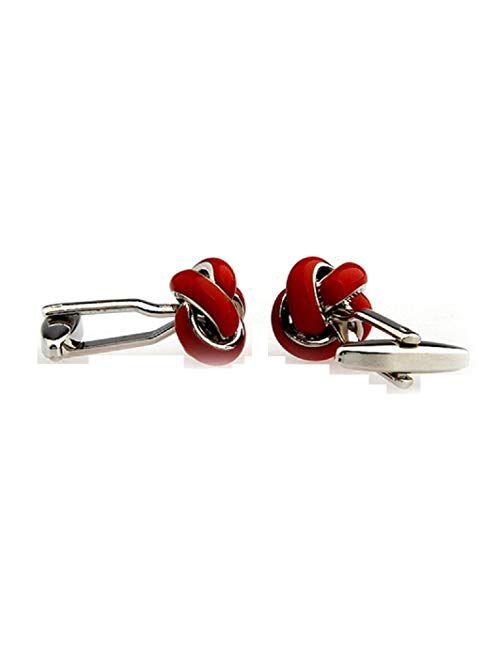 MRCUFF Knot Red Pair Cufflinks in a Presentation Gift Box & Polishing Cloth