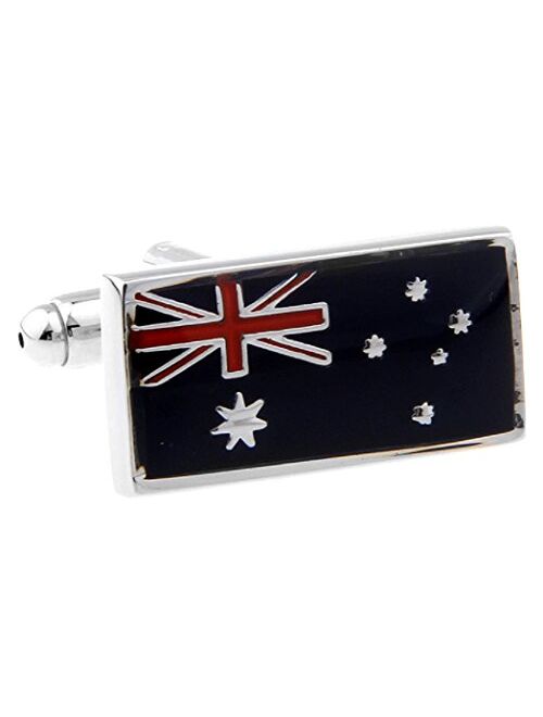MRCUFF Australia Flag Australian Pair Cufflinks in a Presentation Gift Box & Polishing Cloth …