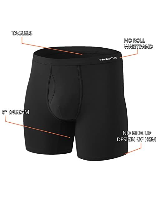 YINZUOLAI Support Pouch Boxer Briefs for Men Athletic Anti-Chafing Breathable Bamboo Comfortable Underwear Pack