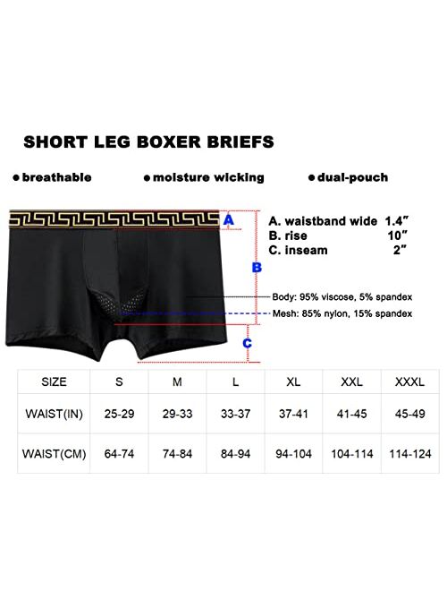 Ait fish Men's Boxer Briefs Moisture Wicking Trunk Underwear with Mesh Pouch, 4-Pack