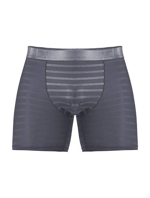 Sunaei Plus Size Men Stripes Trunks Underwear Breathable Mesh Sheer Sexy Boxer Briefs Mens Comfy Stretch Underpants