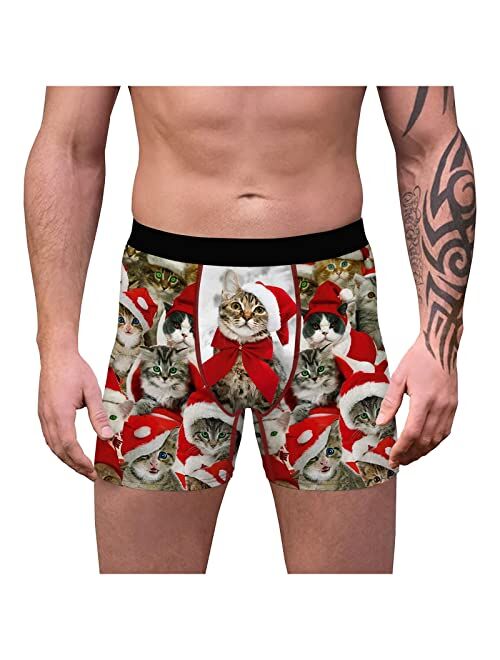 CLEEYYS Mens Athletic Shorts Men Casual Stretch Fit Printed Breathable Boxer Shorts Mens Boxers Underwear Slim Fit Pants