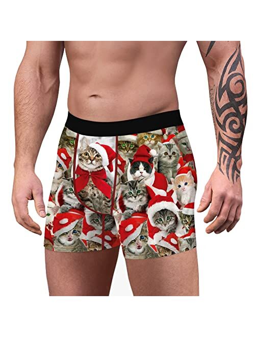 CLEEYYS Mens Athletic Shorts Men Casual Stretch Fit Printed Breathable Boxer Shorts Mens Boxers Underwear Slim Fit Pants