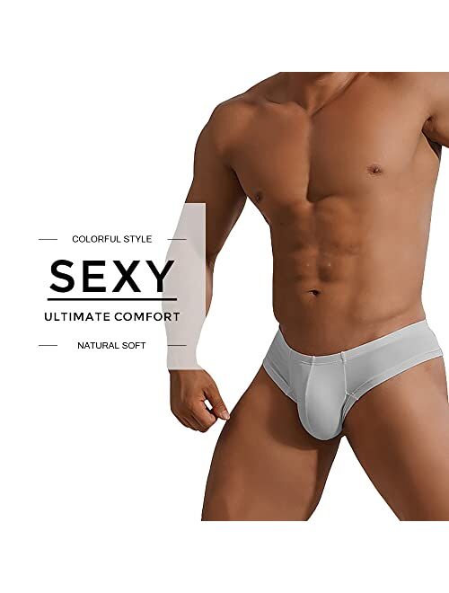 HOOFESAN Mens Micro Modal Bikini Briefs Sexy Low Rise Half Back Coverage Underwear Multipack