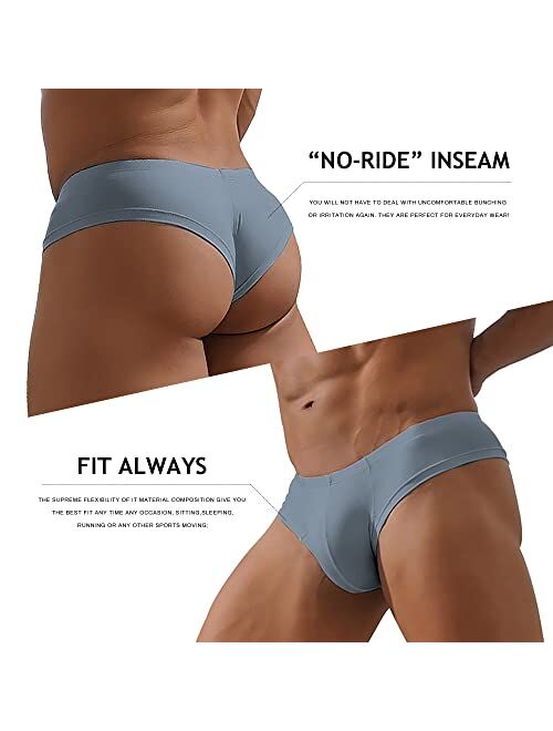 HOOFESAN Mens Micro Modal Bikini Briefs Sexy Low Rise Half Back Coverage Underwear Multipack