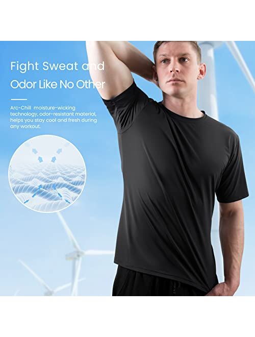Elegear Men's T-Shirts Cooling Shirts Short Sleeve Tee Stretch Breathable Mens Undershirts Crewneck