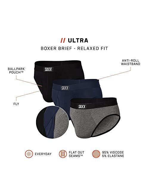 Saxx Underwear Co. Saxx Men's Underwear - Ultra Super Soft Briefs with Built-in Pouch Support – Pack of 3, Underwear for Men