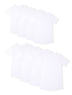 Comfneat Men's 8-Pack White Premium Soft 100% Cotton Undershirts V-Neck T-Shirts