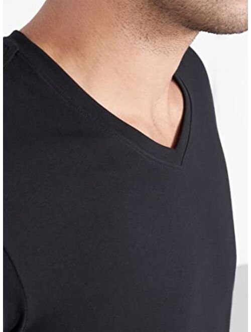 DAVID ARCHY Men's Cotton Undershirts Tagless V Neck Plain T Shirts ComfortSoft Classic Tees 3 Pack