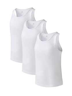 Men's Undershirts Cotton Tank Top Crew Neck Sleeveless T Shirts for Men Breathable Basic Shirts Tees in 3 Pack