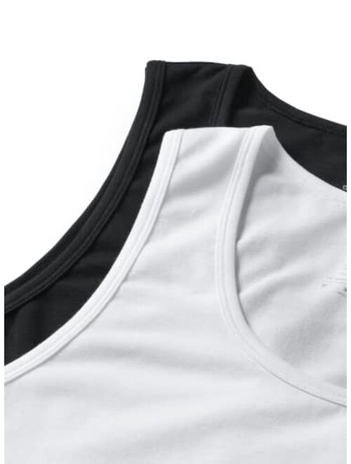 DAVID ARCHY Men's Undershirts Cotton Tank Top Crew Neck Sleeveless T Shirts for Men Breathable Basic Shirts Tees in 3 Pack