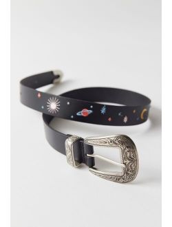 Embroidered Leather Western Belt