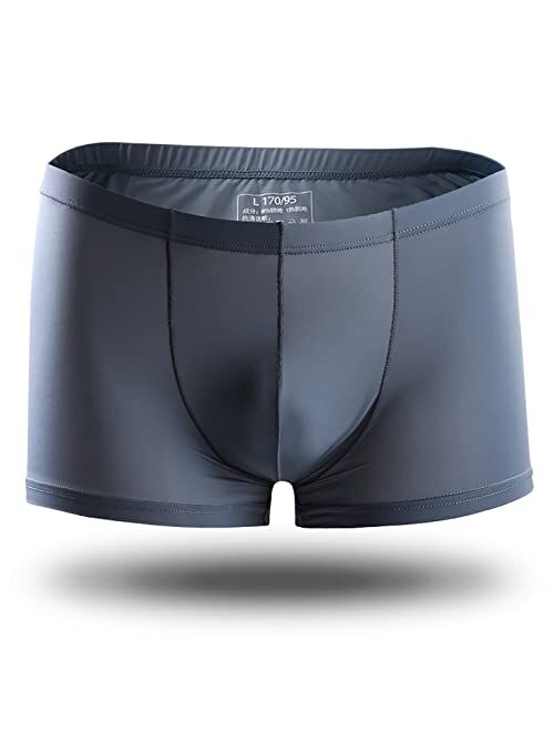 zupvkai 2PC Men's Ice silk Underwear Cooling Breathable Boxer Briefs, Mens Soft Lightweight Boxer Bikinis Solid Color Trunks