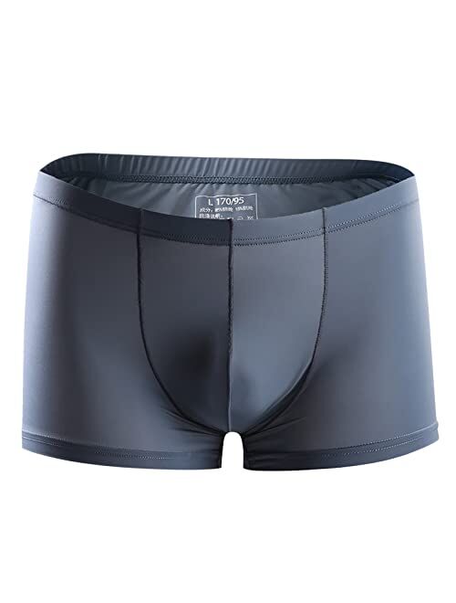zupvkai 2PC Men's Ice silk Underwear Cooling Breathable Boxer Briefs, Mens Soft Lightweight Boxer Bikinis Solid Color Trunks