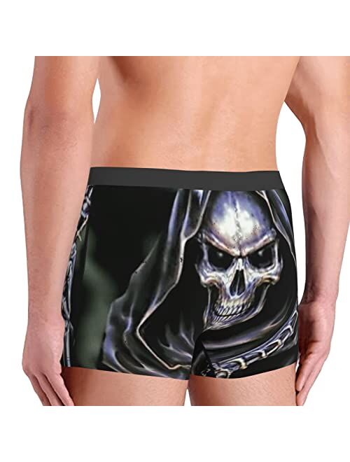 SKETVNHR Grim Reaper Cloak Sickle Death Dark Men Boxer Briefs Mens Underwear Novelty Gifts Cotton Stretch Comfort Soft