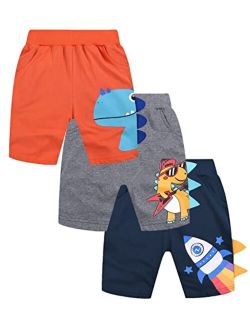 LOKTARC Toddler Boys Knit Shorts Pack of 3, Baby Summer Cotton Pull-on Active Jogger Shorts