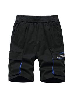 LOKTARC Boys Cargo Shorts Elastic Waist Multi Pocket Contrast Summer Shorts