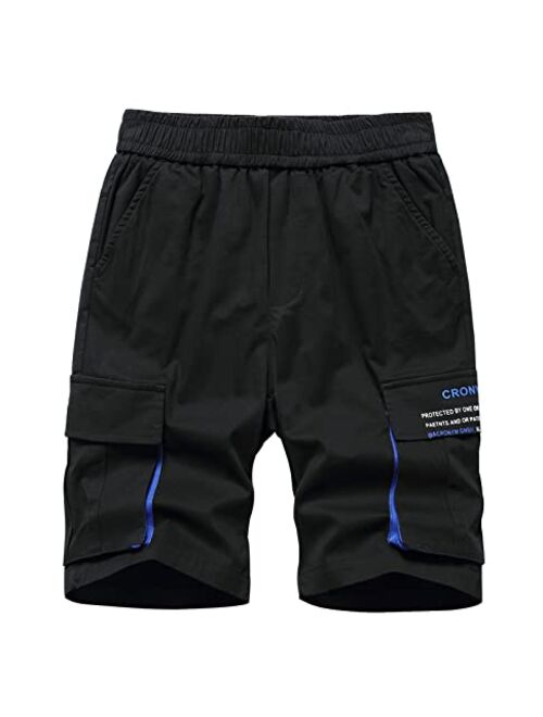 LOKTARC Boys Cargo Shorts Elastic Waist Multi Pocket Contrast Summer Shorts