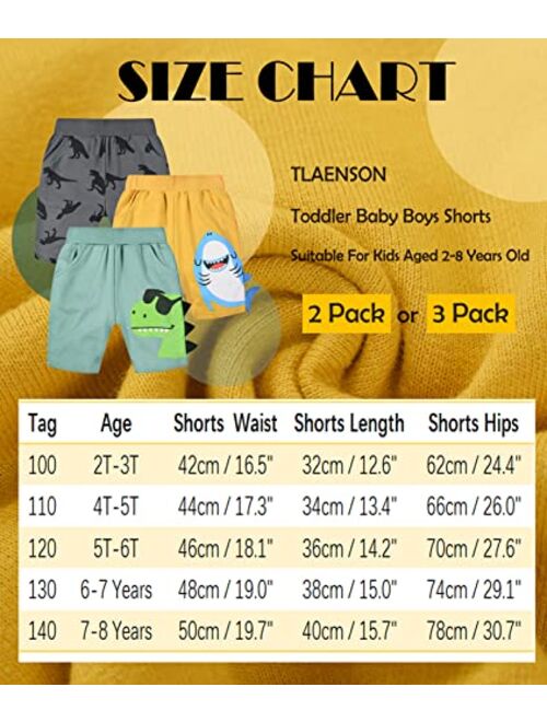 TLAENSON Toddler Boys Summer Cotton Shorts with Pocket, Baby Pull-On Casual Active Jogger Shorts 2-Pack /3-Pack