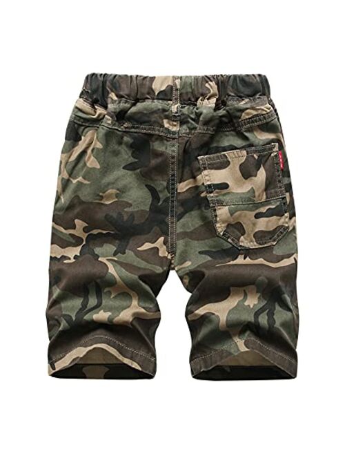 LOKTARC Boys Pull On Camo Shorts Kids Bermuda Summer Knee Length Pants