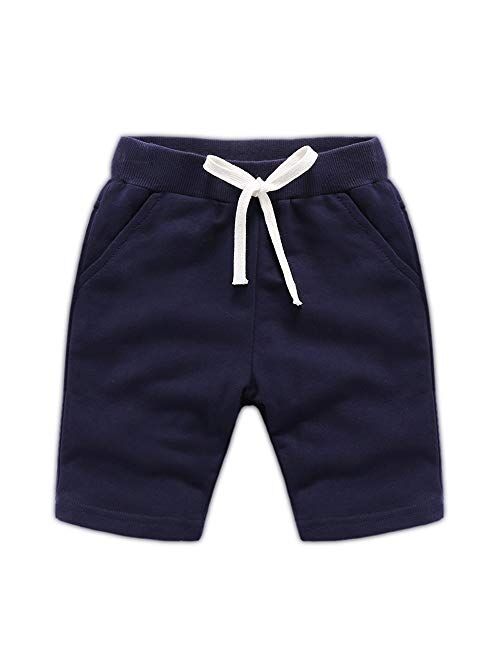 AQEACARMON Toddler Boy's Summer Dinosaur Knit Shorts 2 Pack
