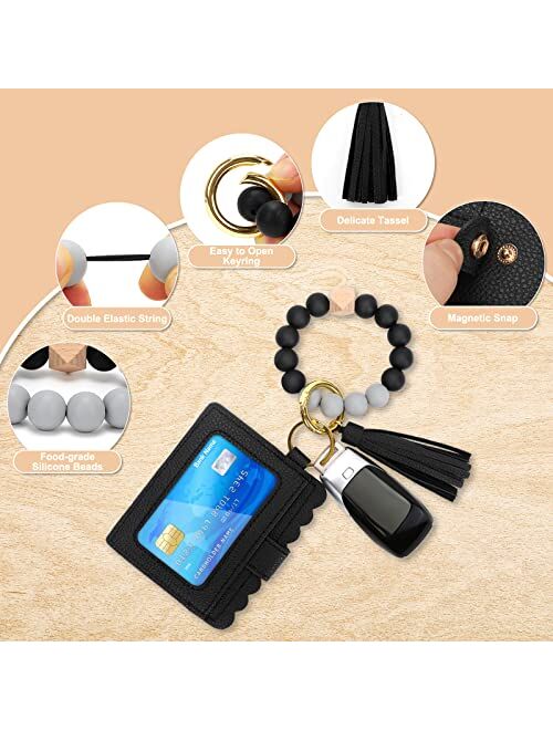Unistybag Wristlet Keychain for Women Silicone Key Ring Bracelet Wristlet Wallet Bracelet Keychain Card Holder Keyring