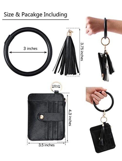 DYSHAYEN Wristlet Bracelet Keychain Wallet,Tassel Key Ring Bangle Card Holder Purse for Women