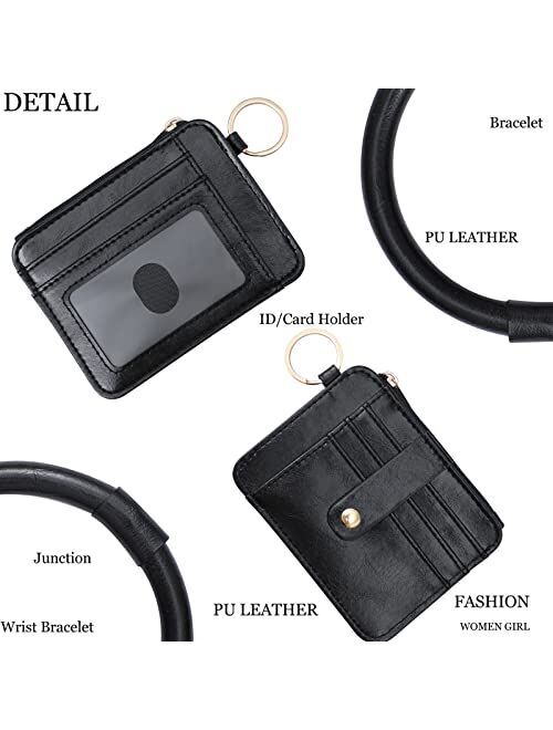 DYSHAYEN Wristlet Bracelet Keychain Wallet,Tassel Key Ring Bangle Card Holder Purse for Women