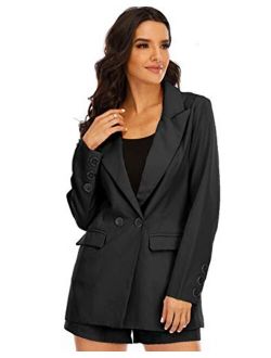 DYMADE Women's Blazer Sleeveless Open Front Vest and Shorts Outfit Suit Set