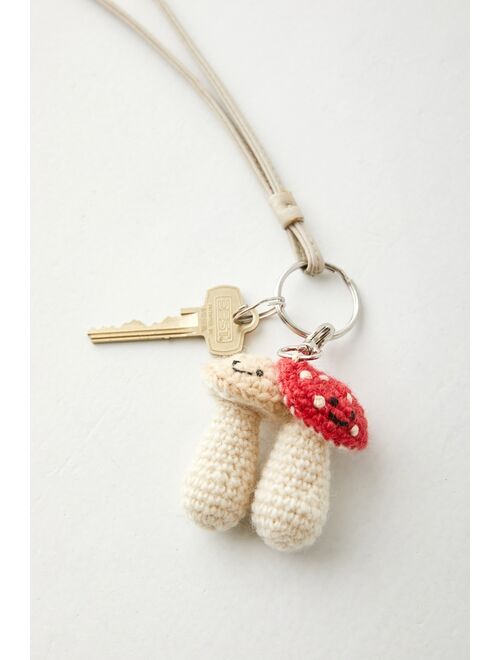 Urban Outfitters Crochet Mushroom Keychain