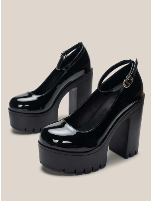 Shein Minimalist Flatform Ankle Strap Pumps