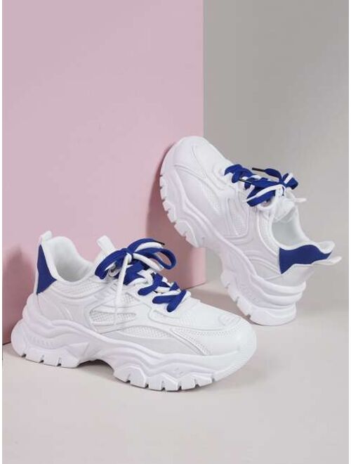 Shein Colorblock Lace-up Front Chunky Sneakers